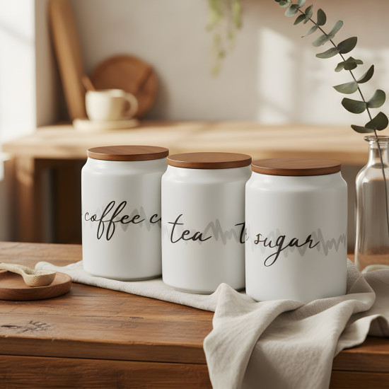 Porcelain Spice Jar Set - 3 Pcs